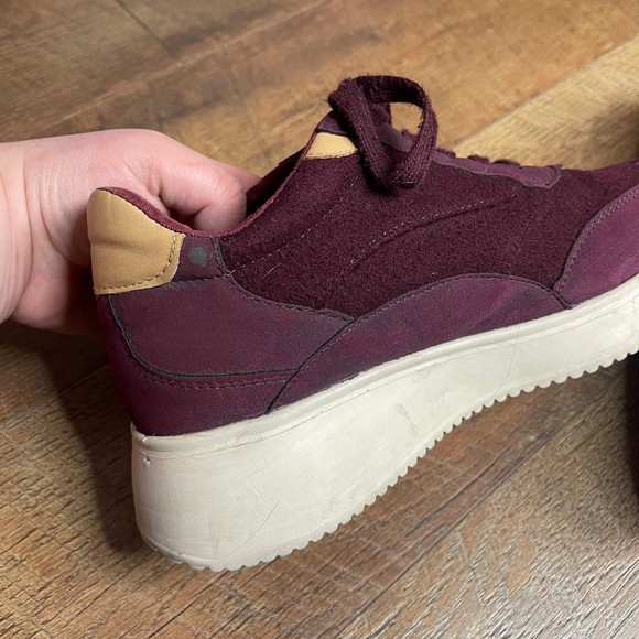 Zara Basic Woman’s Burgundy Suede Platform Sneakers Size 39 (US 8) - Picture 8 of 12